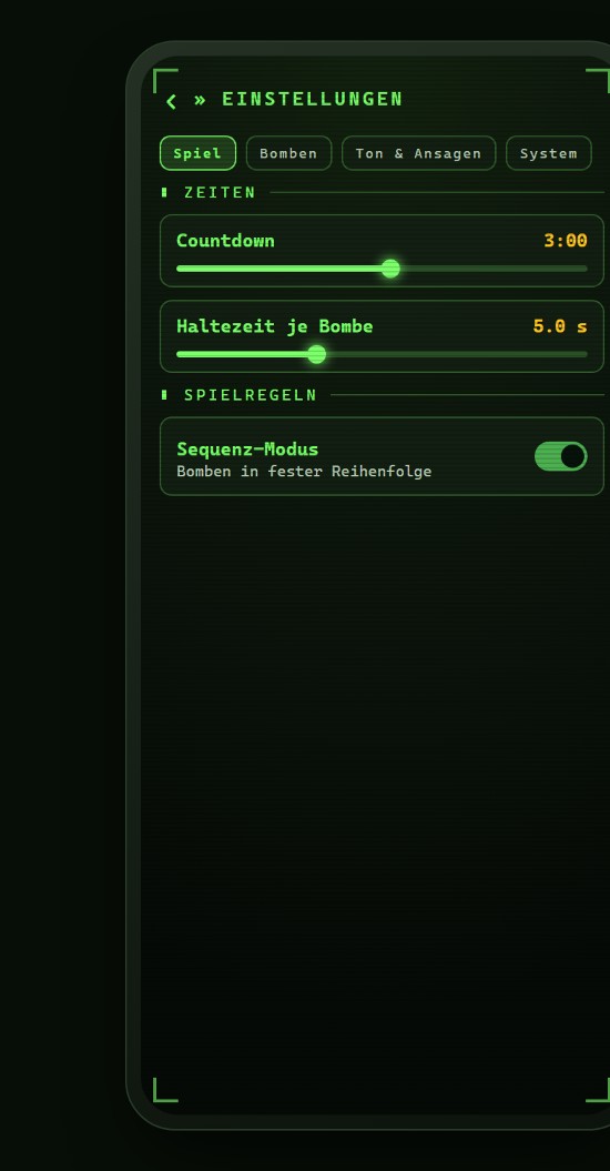 Einstellungen — Tab-Layout